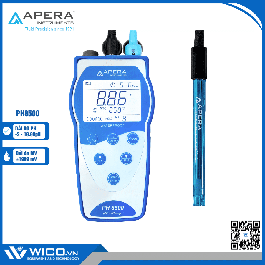 Máy đo pH/độ dẫn/mV/nhiệt độ PH8500 Apera - Mỹ