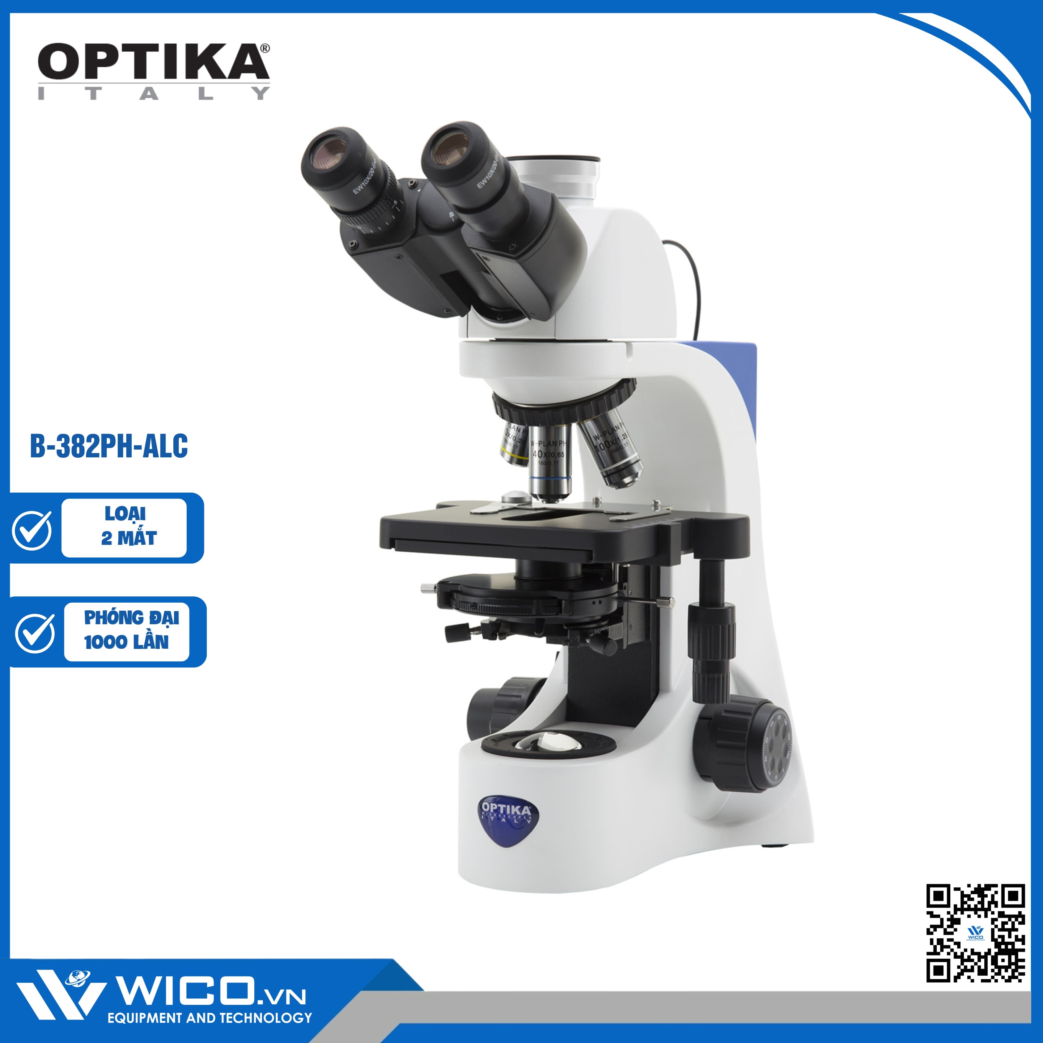 Optika Net Kính Hiển Vi Sinh Học Optika B-382PH-ALC | 2 Mắt | Wico Việt Nam