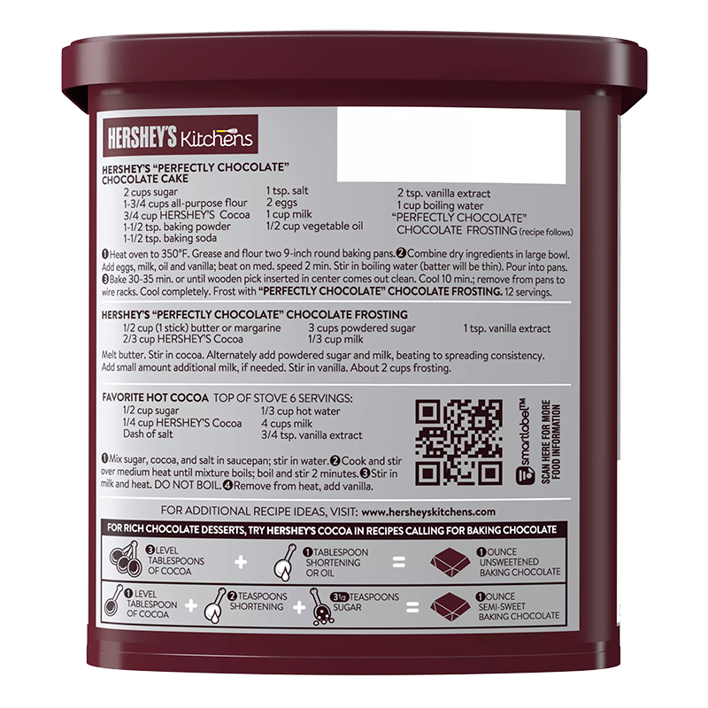 Bột Cacao Hershey's Không Đường Hershey's Cocoa 100% Cacao Natural Unsweeted, Hộp 226g (8 Oz.)