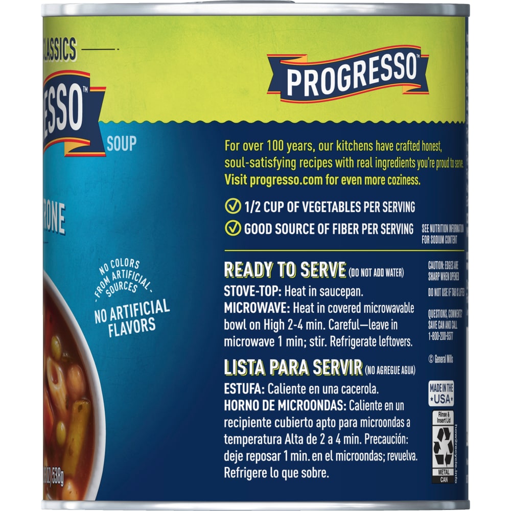 Súp Rau Củ Minestrone Progresso Vegetable Classics Minestrone Soup, Hộp 538g (1 Lb. 3 Oz.) 19 Oz.