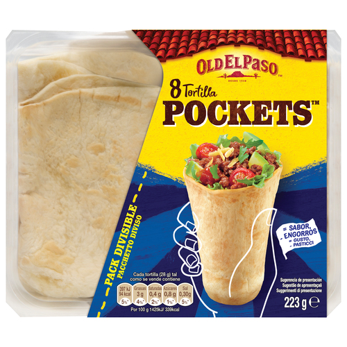 Vỏ Bánh Tortillas Hình Trụ Old El Paso Pockets Tortillas, Túi 223g (8 Vỏ)