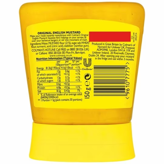 Mù Tạt Vàng Anh Quốc Colman's Original English Mustard, Hũ 150g