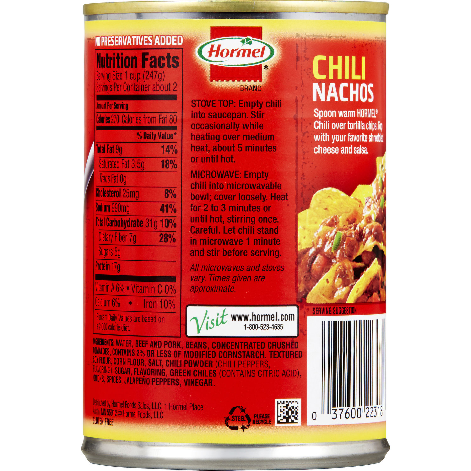 Thịt Hầm Nấu Ớt Với Đậu Hormel Chili With Beans, Hộp 425g (15 Oz.)