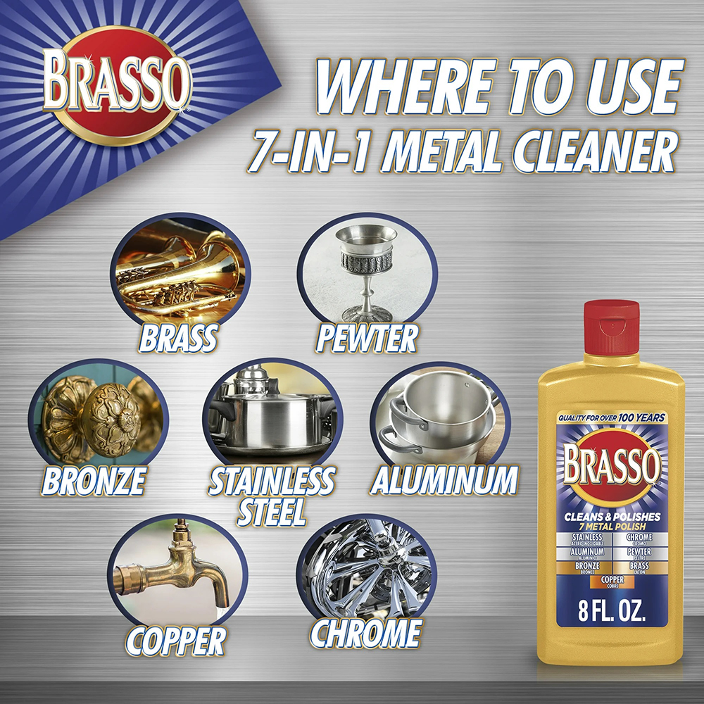 Dung Dịch Đánh Bóng Kim Loại Đa Năng Brasso Multi-Purpose Metal Polish, Chai 235 mL (8 Fl. Oz.)