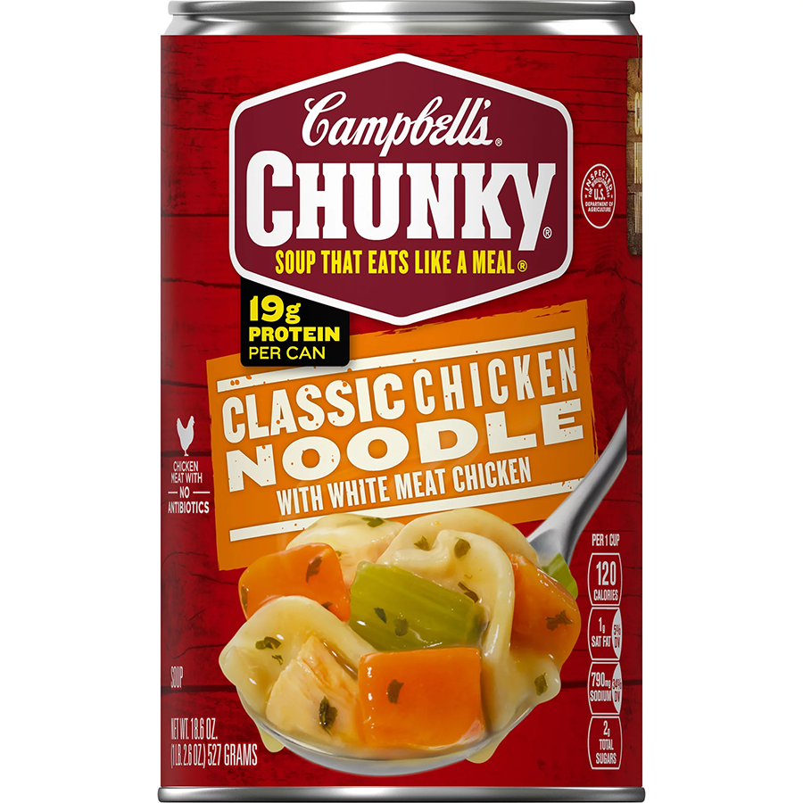 Súp Mì Gà Truyền Thống Đóng Hộp Campbell's Chunky Classic Chicken Noodle Soup, Hộp 527g (18.6 Oz.) 1 Lb. 2.6 Oz.