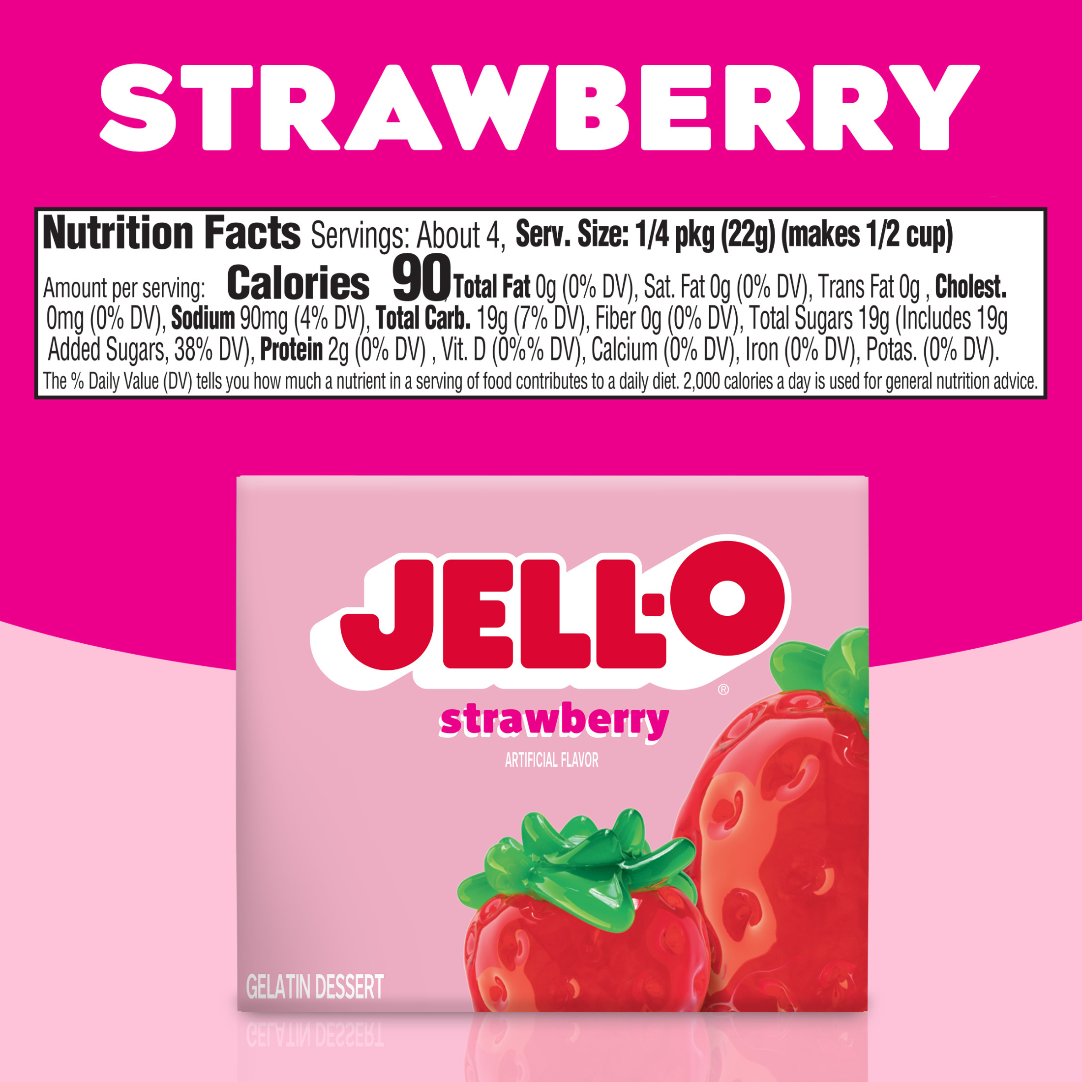 Bột Thạch Vị Dâu Jell-O Strawberry Gelatin Dessert, Hộp 85g (3 Oz.)