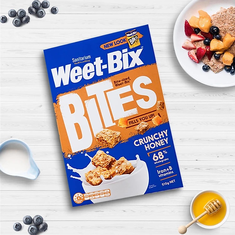 Bánh Ngũ Cốc Ăn Sáng Weet-Bix Bites Vị Mật Ong Giòn Giàu Chất Xơ Ít Đường, Hộp 500g