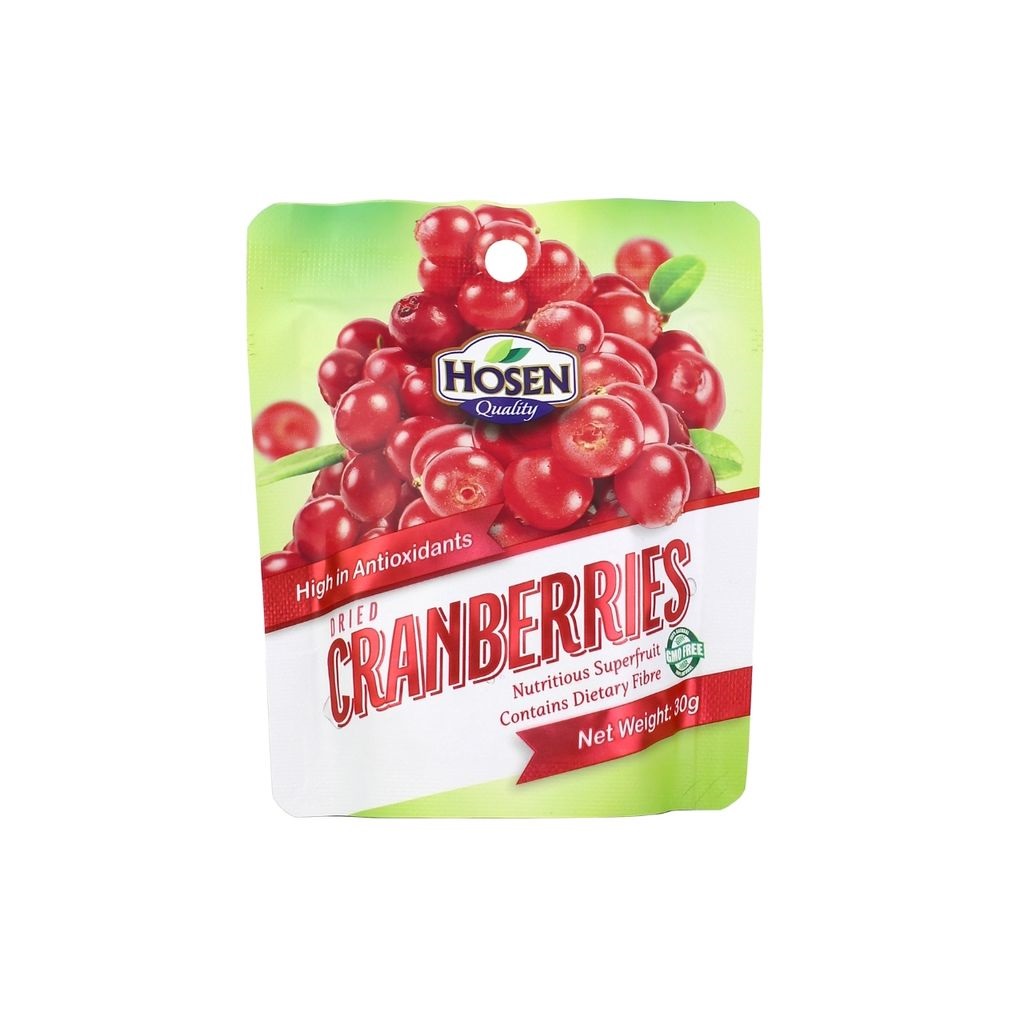 Quả Cranberry Sấy Khô Hosen Dried Cranberries, Túi 180g (6 Gói x 30g)