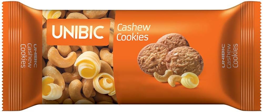 Bánh Quy Chay Hạt Điều UNIBIC Cashew Cookies Vegetarian, Hộp 2 Gói, Mỗi gói 75g