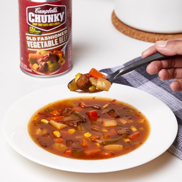 Súp Bò Rau Củ Truyền Thống Đóng Hộp Campbell's Chunky Old Fashioned Vegetable Beef Soup, Hộp 533g (18.8 Oz.)