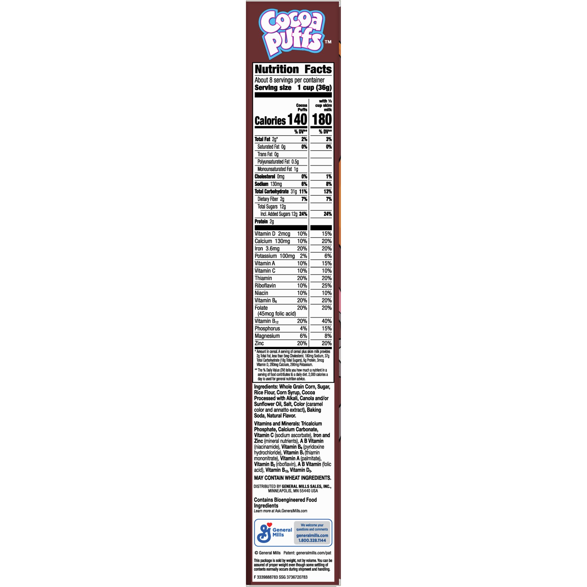 Ngũ Cốc Ăn Sáng Vị Socola General Mills Cocoa Puffs Chocolate Breakfast Cereal, Hộp 294g (10.4 Oz.)