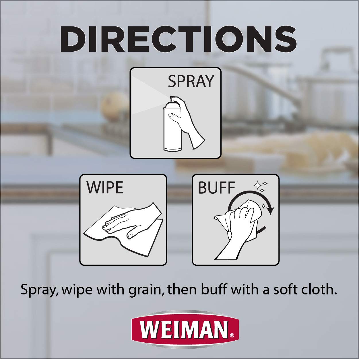 Dung Dịch Làm Sạch & Đánh Bóng Kim Loại Weiman Stainless Steel Cleaner & Polish, Bình Xịt 482g (17 Oz.)