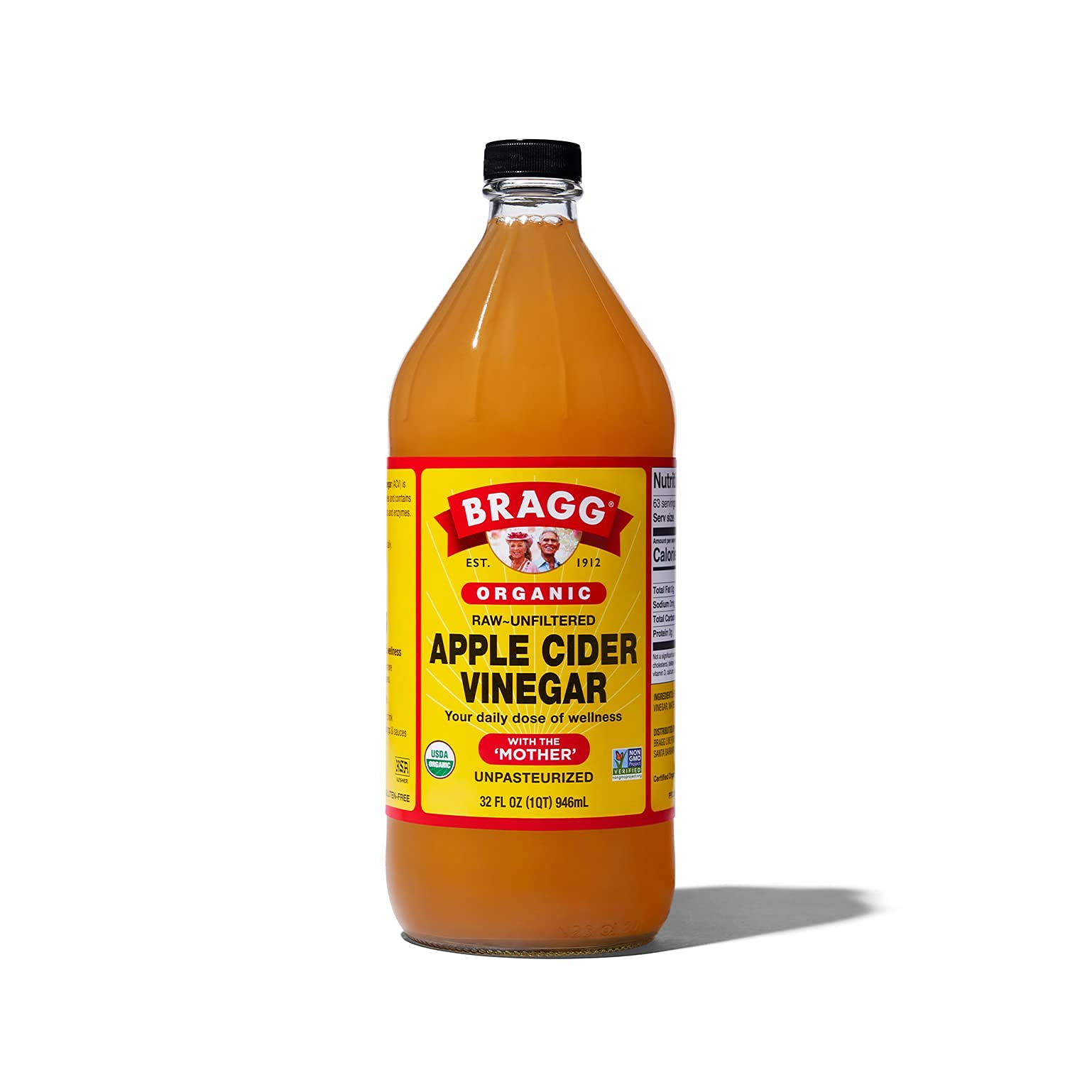 Giấm Táo Hữu Cơ Bragg, Có Con Giấm Organic Apple Cider Vinegar with The 'Mother', Raw-Unfiltered, Chai 946ml (16 fl oz )