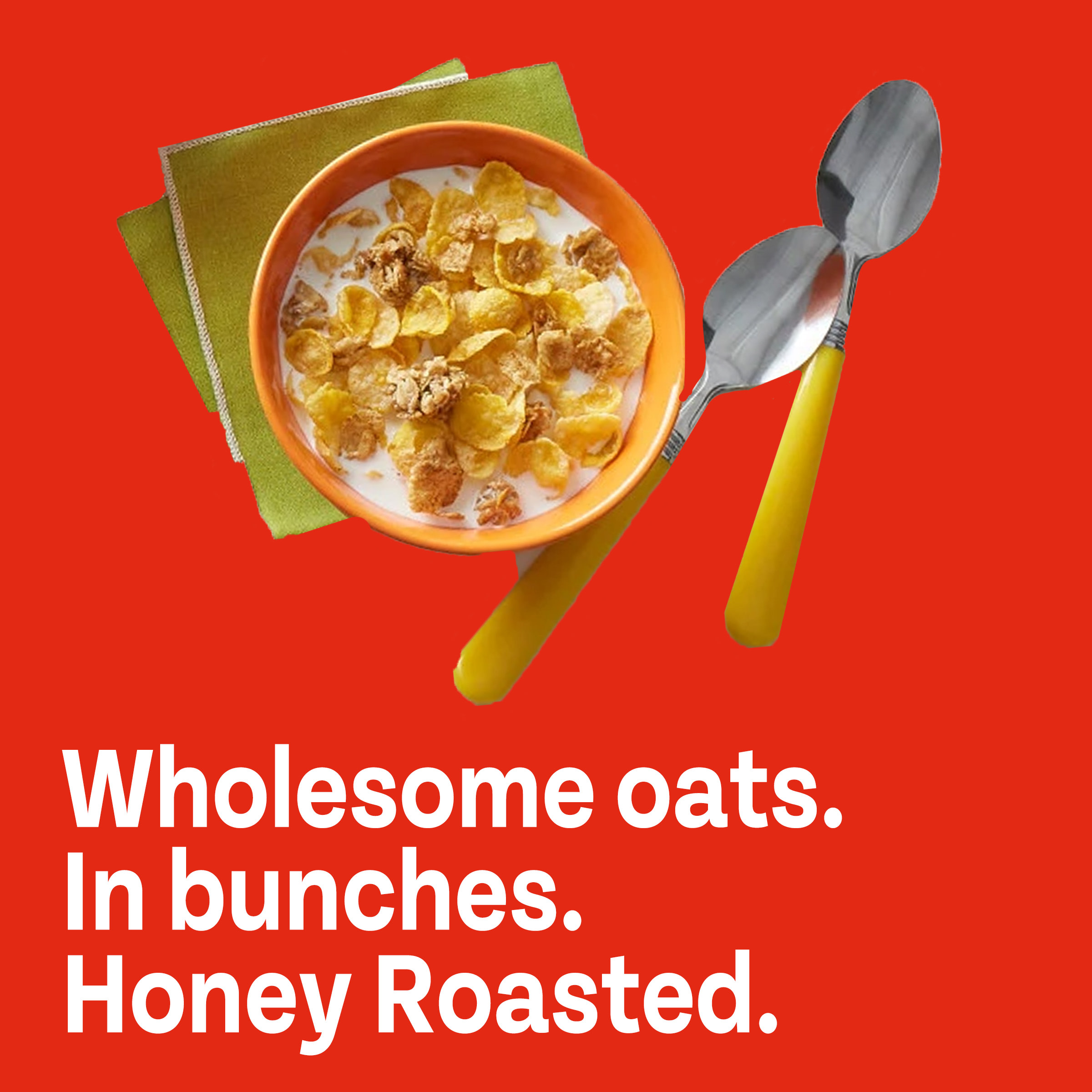 Ngũ Cốc Ăn Sáng Yến Mạch Mật Ong Post Honey Bunches of Oats Honey Roasted Breakfast Cereal, with Granola Clusters and Sliced Almonds, Family Size Cereal, Hộp 510g (1 Lb. 2 Oz.) 18 Oz.