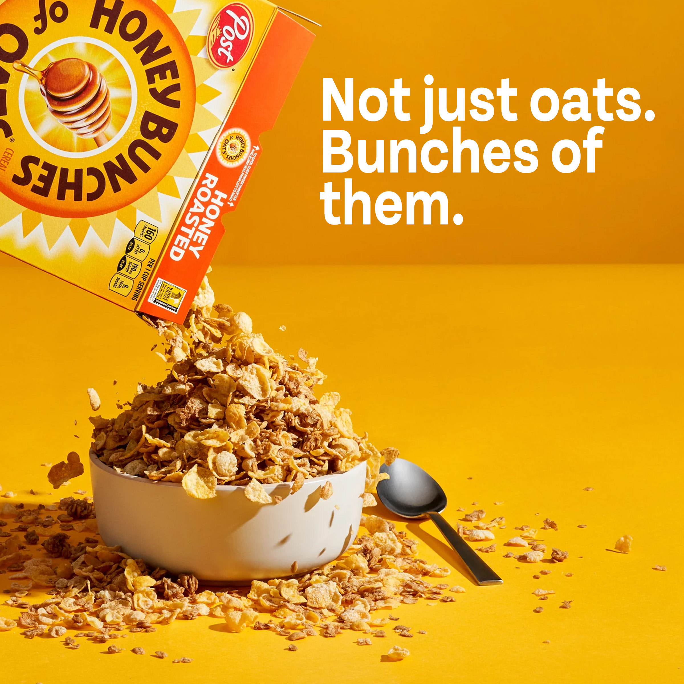 Ngũ Cốc Ăn Sáng Yến Mạch Mật Ong Post Honey Bunches of Oats Honey Roasted Breakfast Cereal, with Granola Clusters and Sliced Almonds, Family Size Cereal, Hộp 510g (1 Lb. 2 Oz.) 18 Oz.