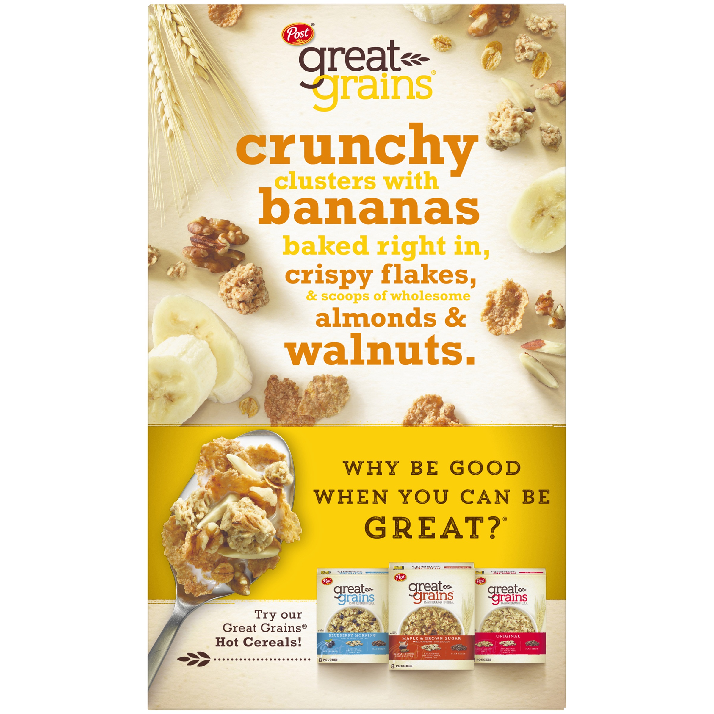 Ngũ Cốc Ăn Sáng Giòn Với Chuối Post Great Grains Banana Nut Crunch Breakfast Cereal, Hộp 439g (15.5 Oz.)