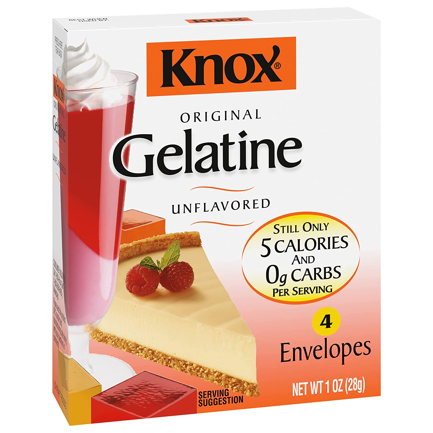 Bột Gelatine Knox Original Gelatine Unflavored, Hộp 28g (1 Oz.) 4 Gói x 7g (0.25 Oz.)