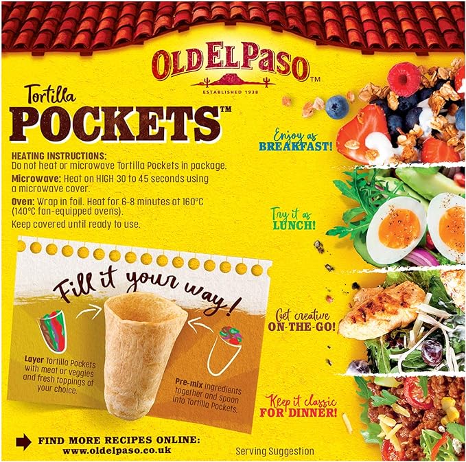 Vỏ Bánh Tortillas Hình Trụ Old El Paso Pockets Tortillas, Túi 223g (8 Vỏ)