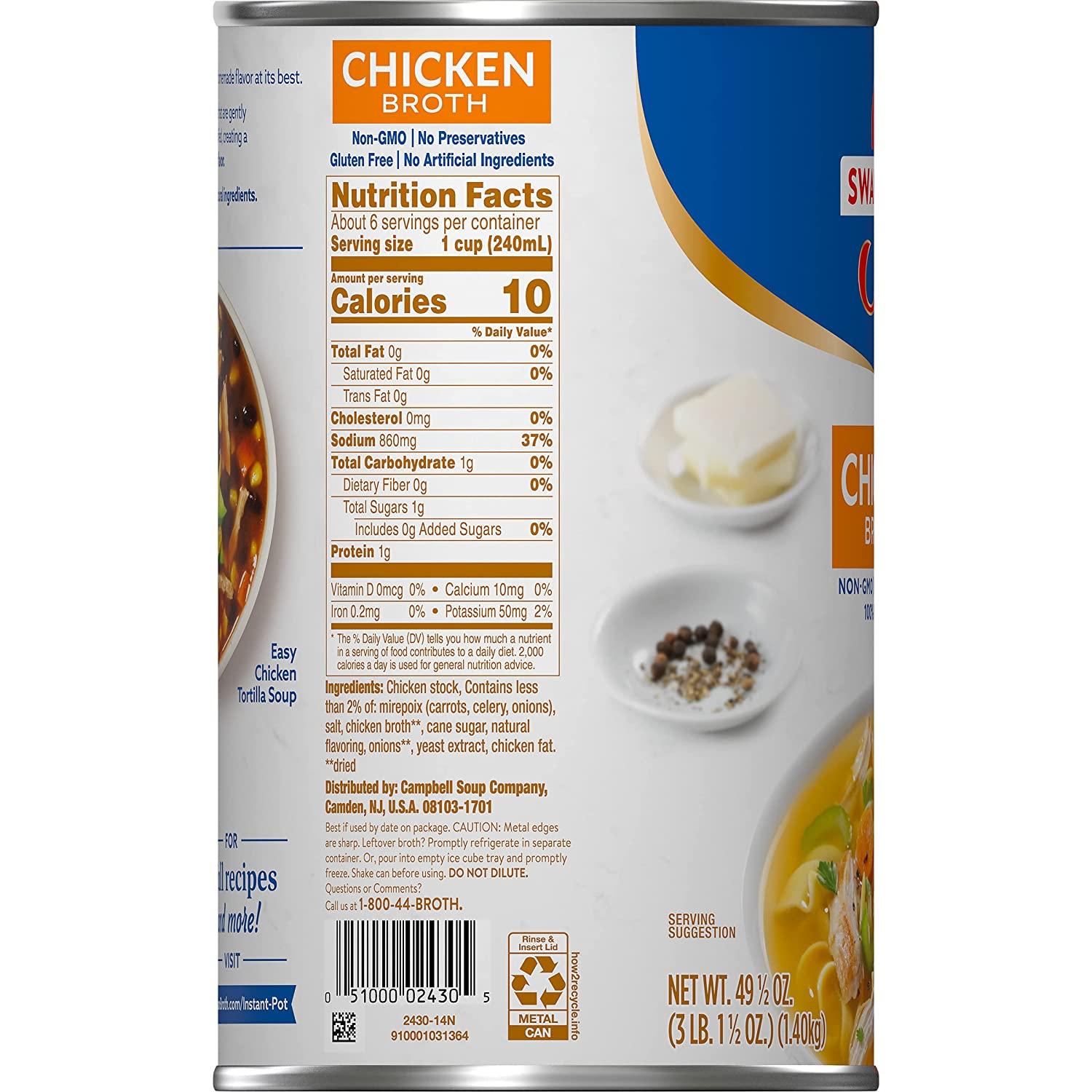 Nước Dùng Gà Nguyên Liệu Tự Nhiên 100%, Không Bột Ngọt Swanson Chicken Broth, Lon 411g (14.5 Oz.)