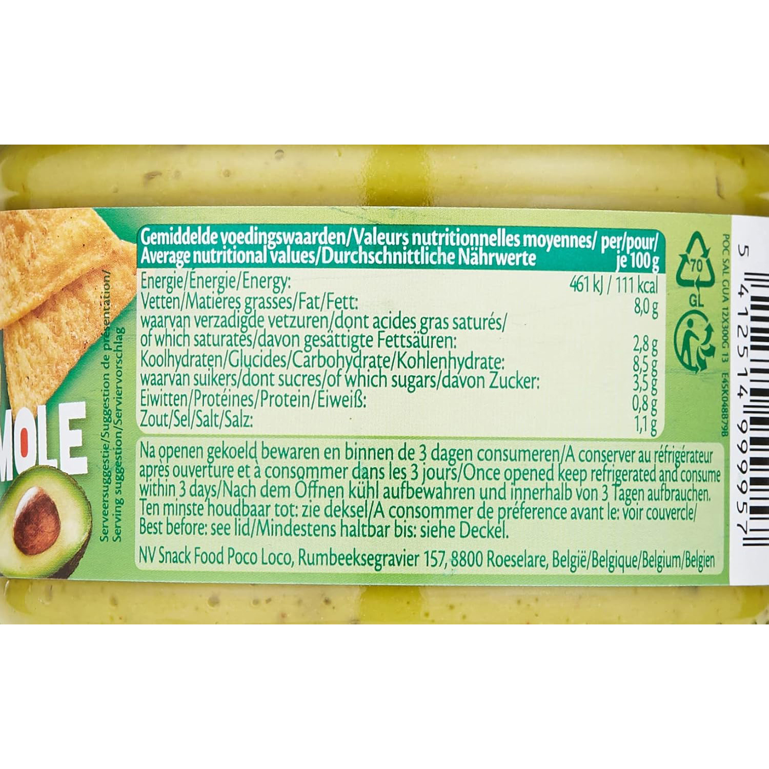 Sốt Quả Bơ (Cay Nhẹ) Salsa Guacamole POCO LOCO, Hộp Thuỷ Tinh 300g