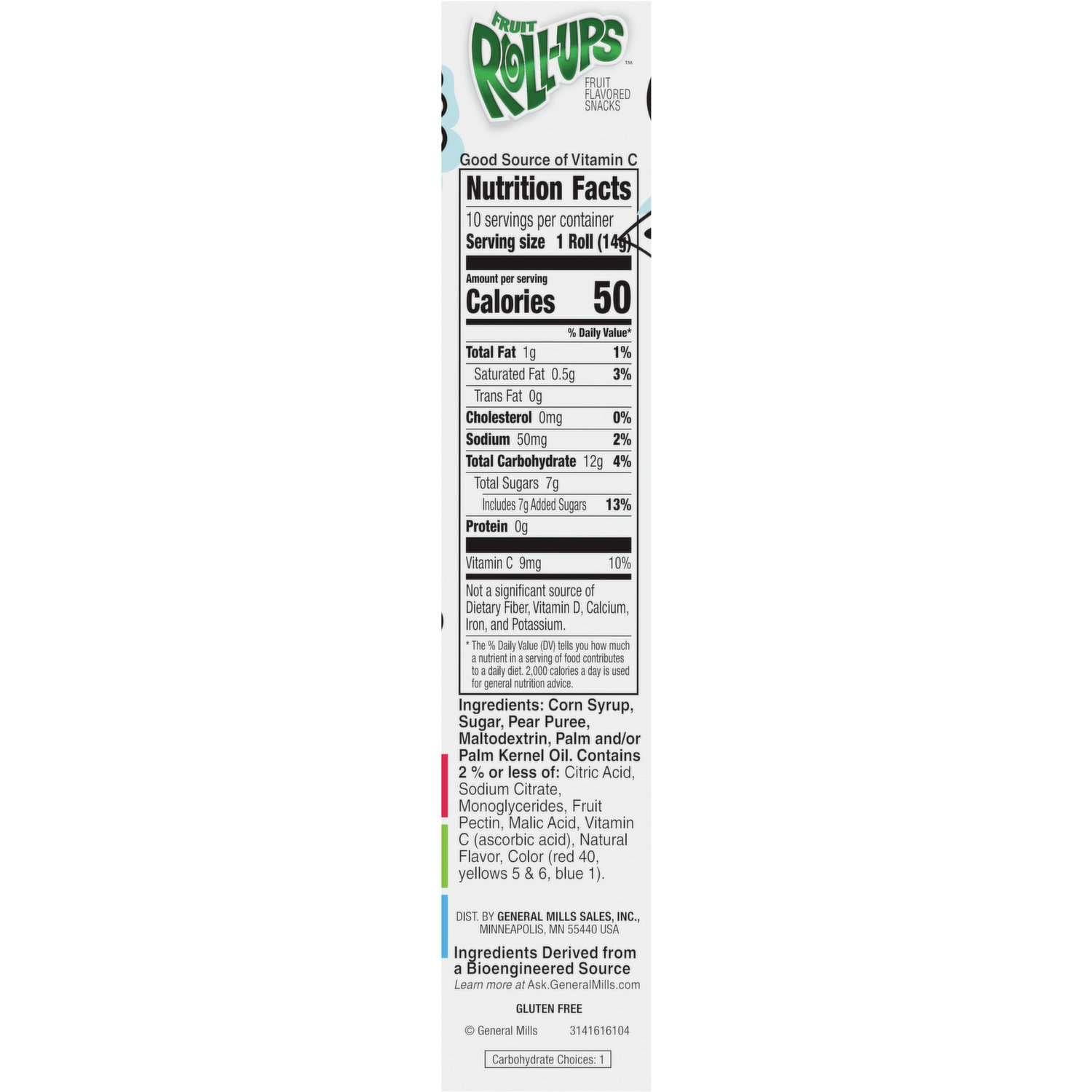Kẹo Dẻo Trái Cây Dạng Cuộn Fruit Roll-Ups With Tongue Tattoos , Hộp 141g (10 Cuộn)