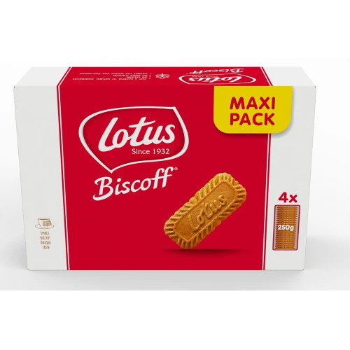 Bánh Quy Thuần Chay Truyền Thống Caramel Lotus, Hộp 4 Cây x 32 Bánh (Hộp 1 kg)