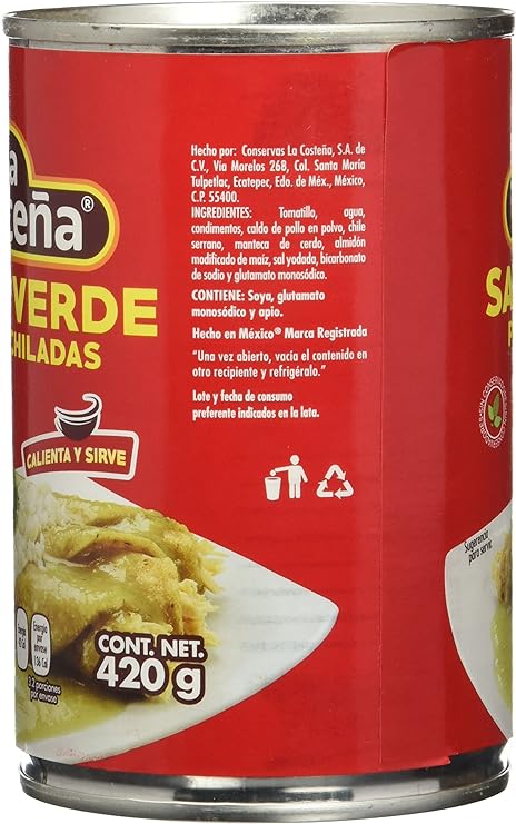Sốt Salsa Verde Para Enchiladas La Costena, Lon 420g