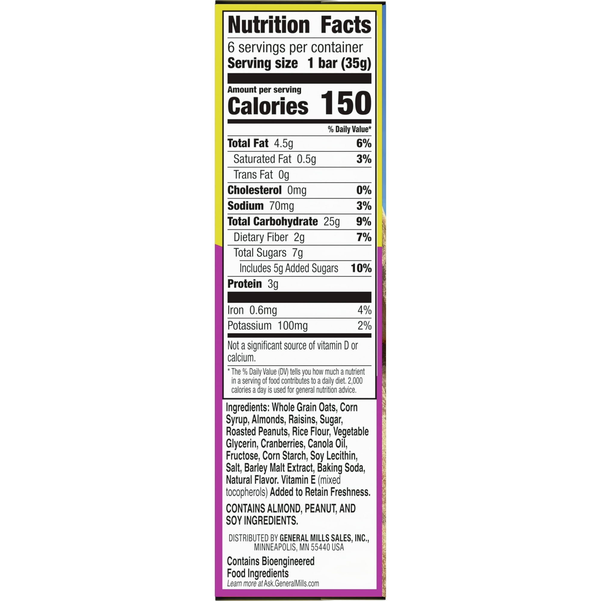 Thanh Ngũ Cốc Trái Cây, Hạt Nature Valley Fruit & Nut Trail Mix Chewy Granola Bar, Hộp 6 Thanh x 35g
