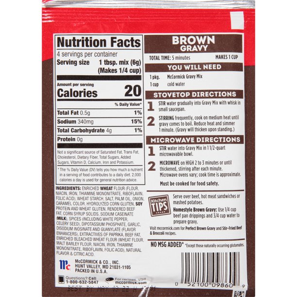 Bột Làm Nước Sốt Nâu McCormick Brown Gravy Mix Seasoning, Gói 24g