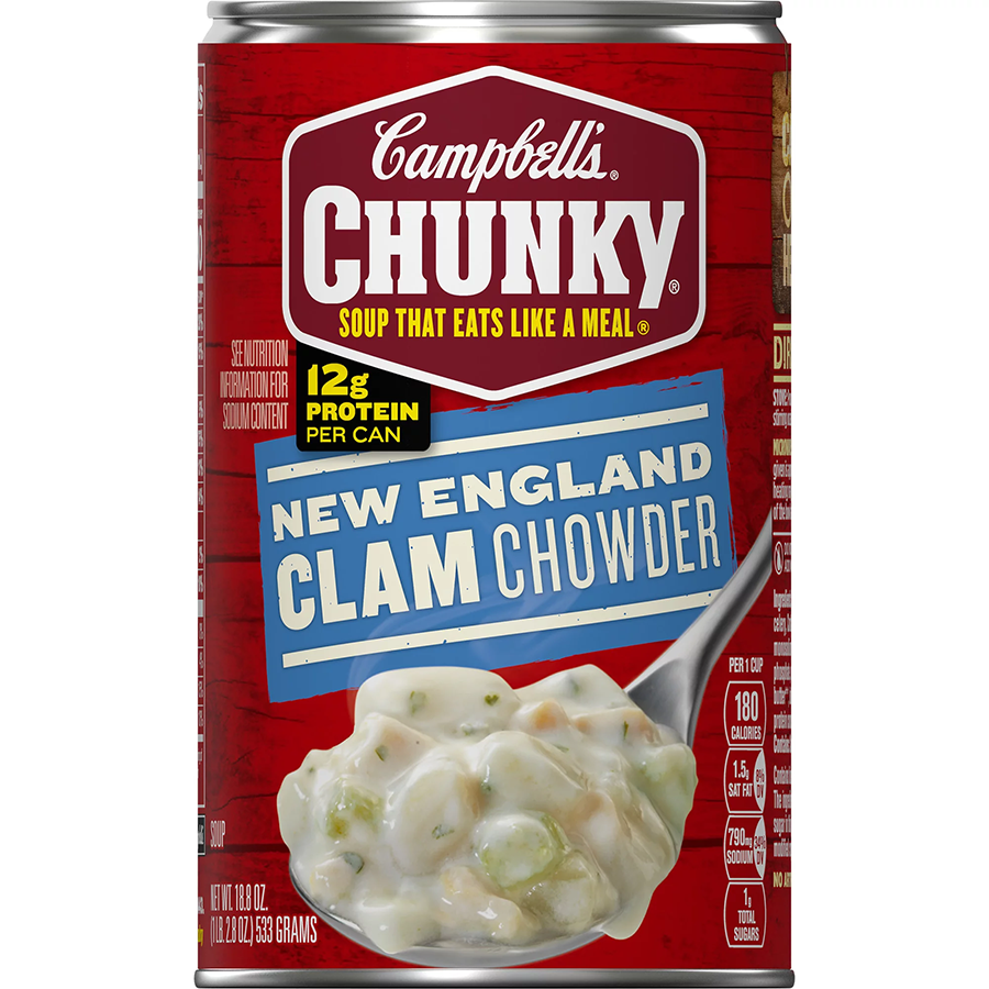 Súp Nghêu Kiểu Anh Đóng Hộp Campbell's Chunky New England Clam Chowder Soup, Lon 533g (18.8 Oz.)