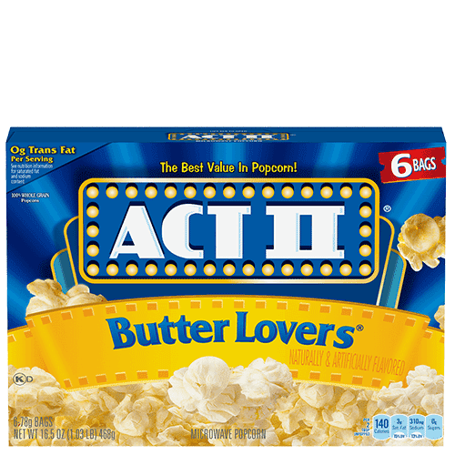 Bắp Rang Bơ Bỏng Ngô Nổ ACT II Butter Popcorn, Hộp 468g (6 Túi x 78g)