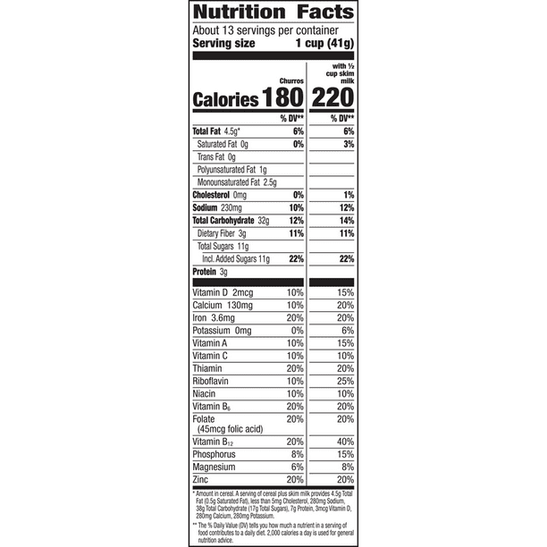 Ngũ Cốc Ăn Sáng Vị Quế General Mills Cinnamon Toast Crunch Churros Cereal, Hộp 337g (11.09 Oz.)