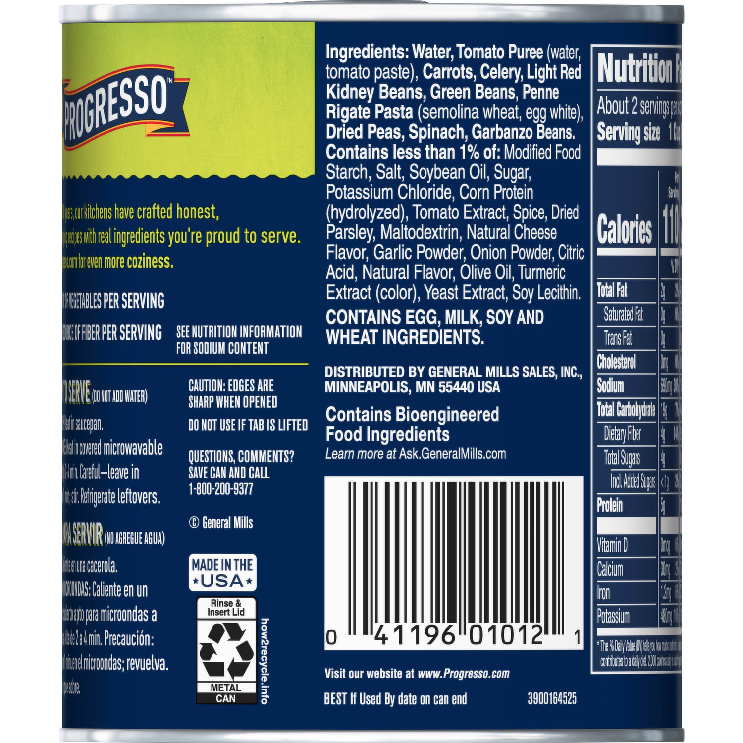 Súp Rau Củ Minestrone Progresso Vegetable Classics Minestrone Soup, Hộp 538g (1 Lb. 3 Oz.) 19 Oz.