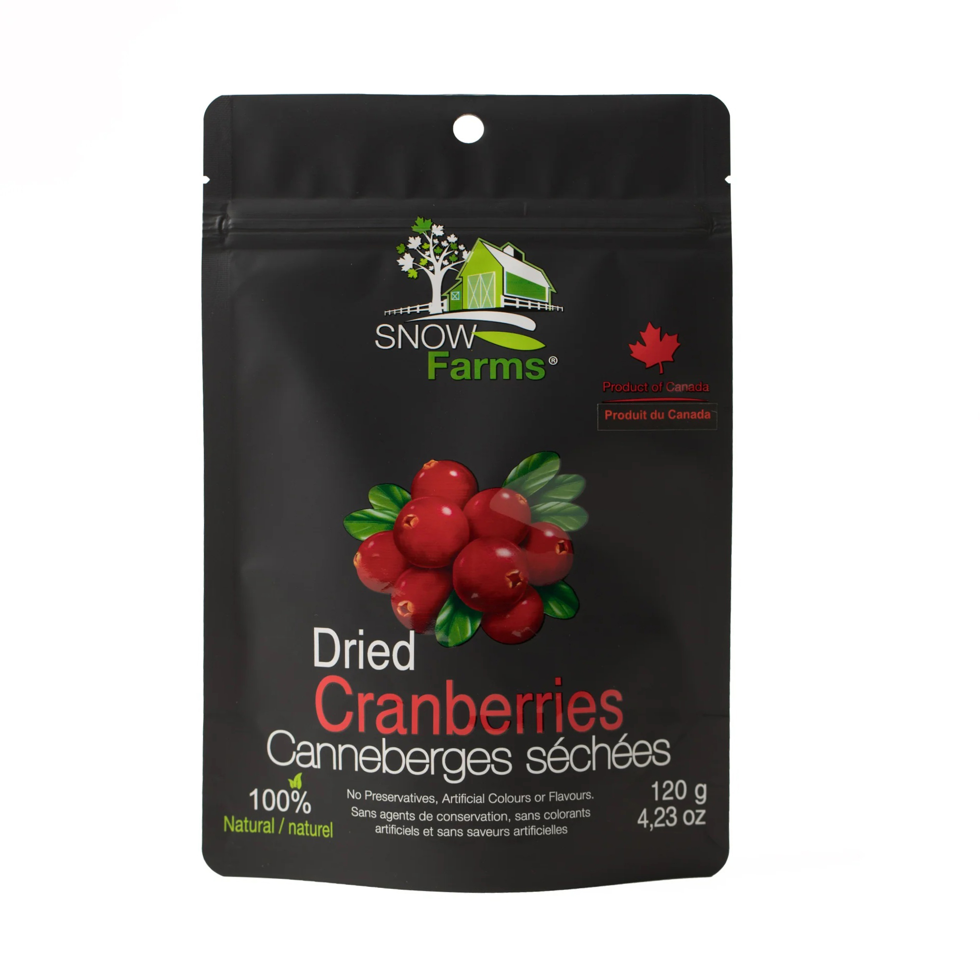 Trái Nam Việt Quất Khô Tự Nhiên Snow Farms Dried Cranberries, Gói 120g