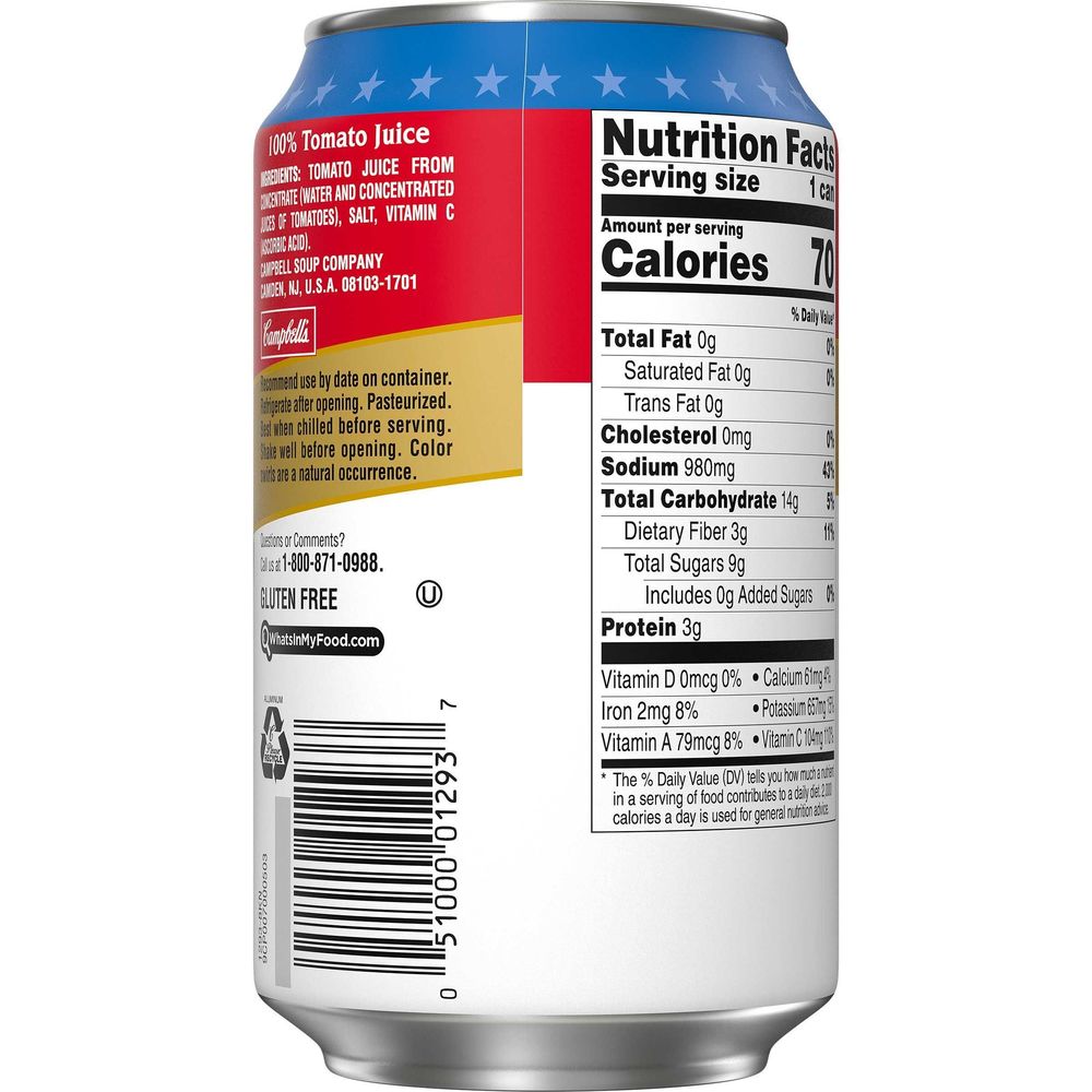 Nước Ép Cà Chua Campbell's Tomato Juice, Lon 340 mL (11.5 Fl. Oz.) [NON-GMO]