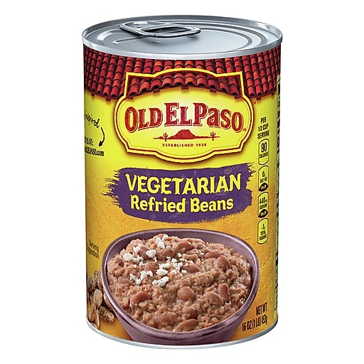 Đậu Pinto (Đậu Cúc) Nghiền Chiên Chay Old El Paso Vegetarian Refried Beans, Lon 453g (16 Oz.) 1 Lb.
