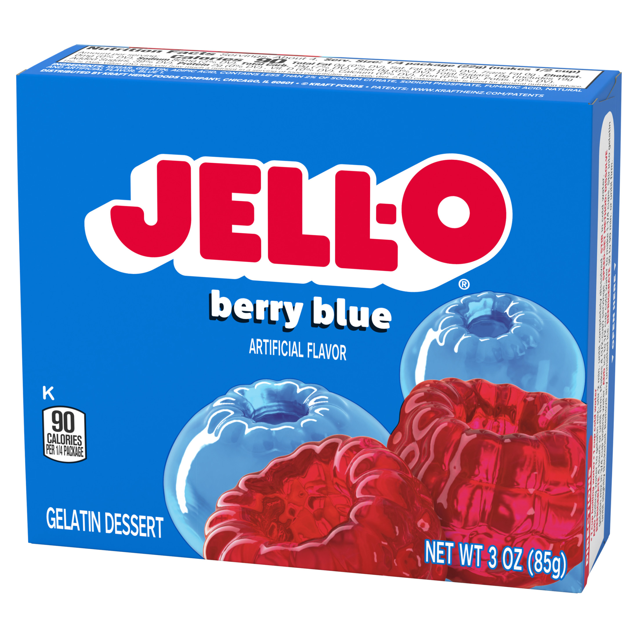 Bột Thạch Vị Berry Blue Jell-O Berry Blue Gelatin, Hộp 85g