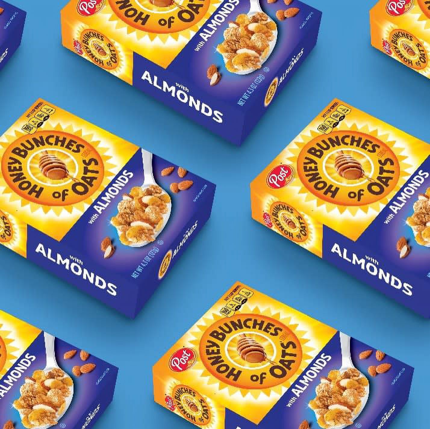 Ngũ Cốc Ăn Sáng Yến Mạch Mật Ong Với Hạnh Nhân Post Honey Bunches of Oats with Almonds Breakfast Cereal with Granola Clusters, Hộp 340g