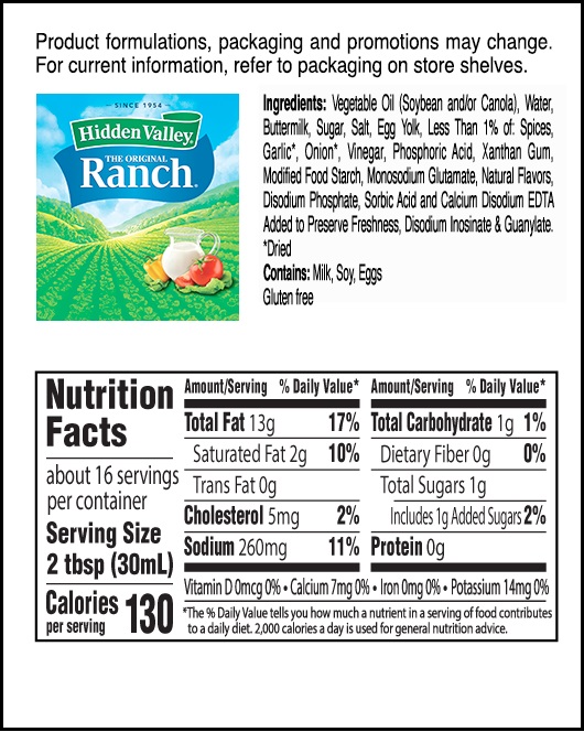 Sốt Chấm, Trộn, Ăn Kiêng Ranch Hidden Valley Original Ranch Salad Dressing & Topping, Gluten Free, Chai 236ml