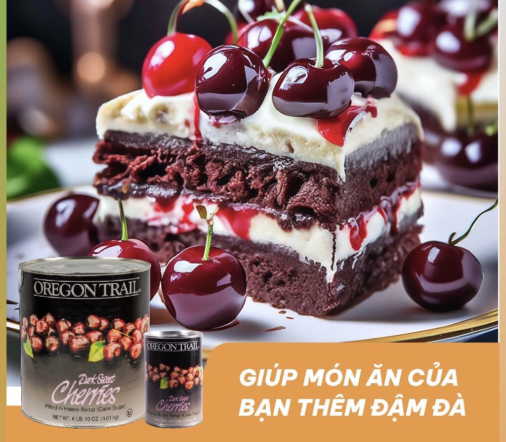 Quả Cherry Ngâm Oregon Trail Dark Sweet Cherries, Lon 439g
