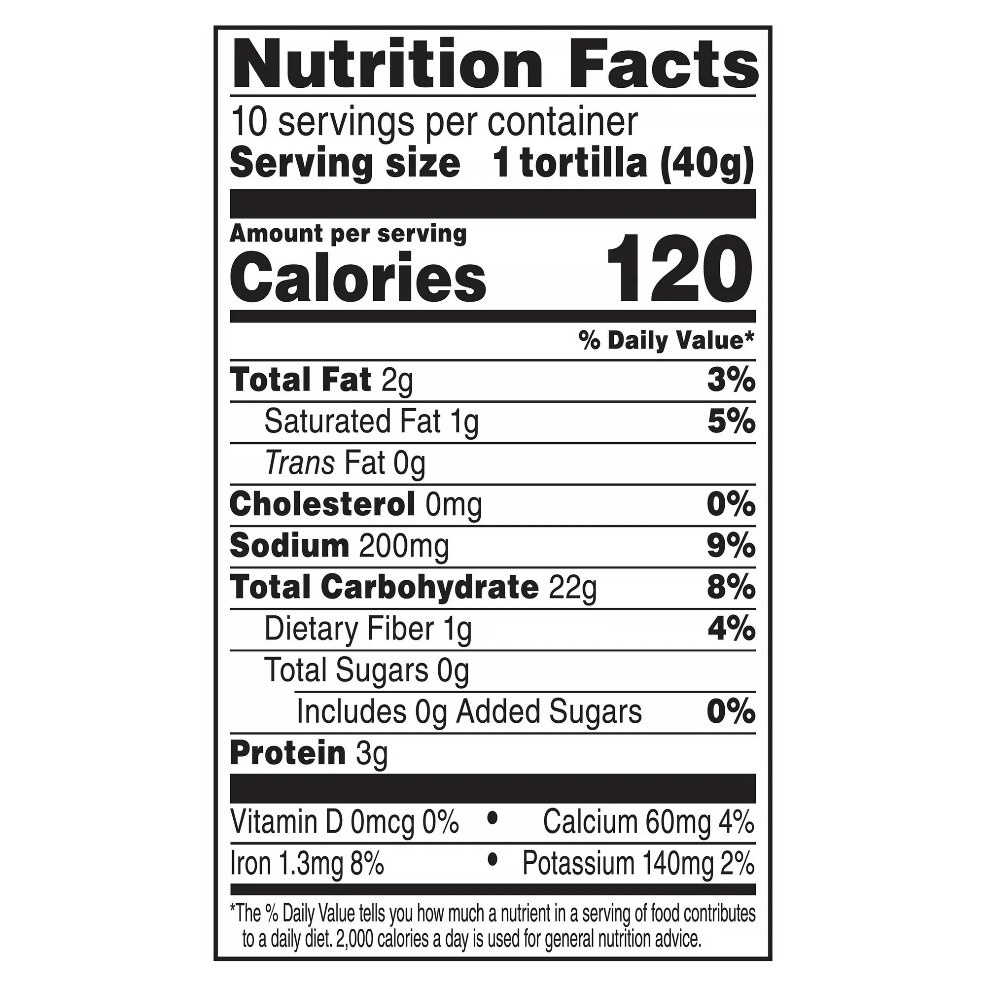 Vỏ Bánh Tortilla 8 inch Giảm 40% Muối Ortega 40% Less Sodium Tortillas, Gói 10 Vỏ (Gói 405g)
