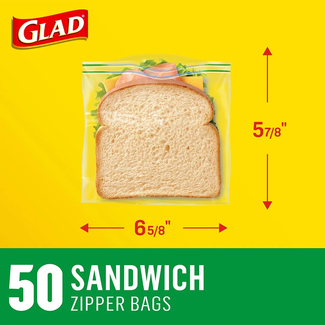 Túi Zip Đựng Thực Phẩm, Snack Double Seal (2 Khóa) GLAD (Hộp 50 Túi Size 16.8 cm x 14.9 cm)