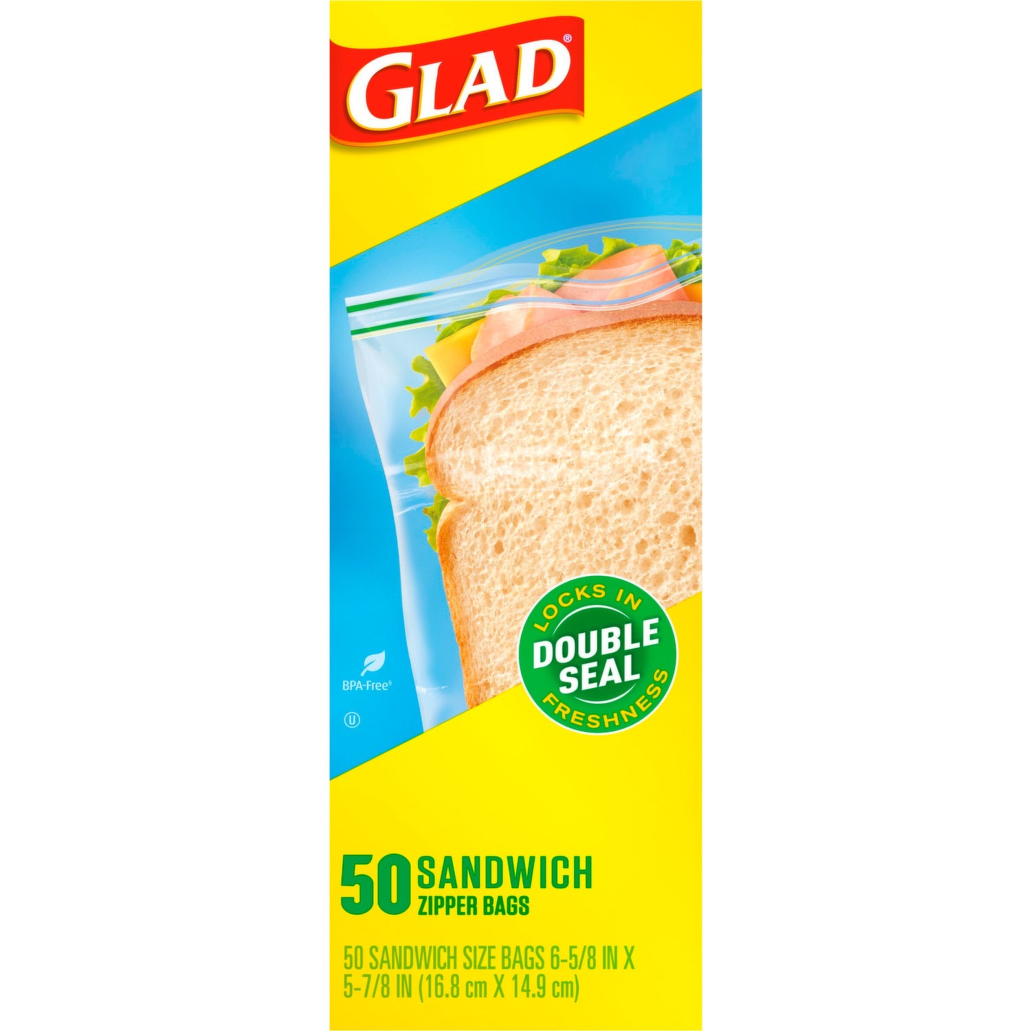Túi Zip Đựng Thực Phẩm, Snack Double Seal (2 Khóa) GLAD (Hộp 50 Túi Size 16.8 cm x 14.9 cm)