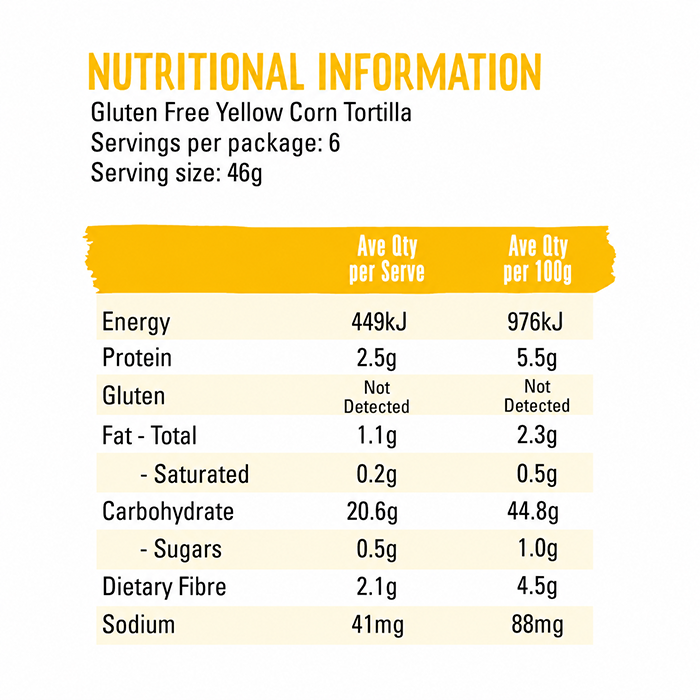 Vỏ Tortilla Ăn Kiêng Ngô Vàng Diego's Yellow Corn Tortillas Vegan Size 15cm, Gói 276g (Gói 12 Vỏ)