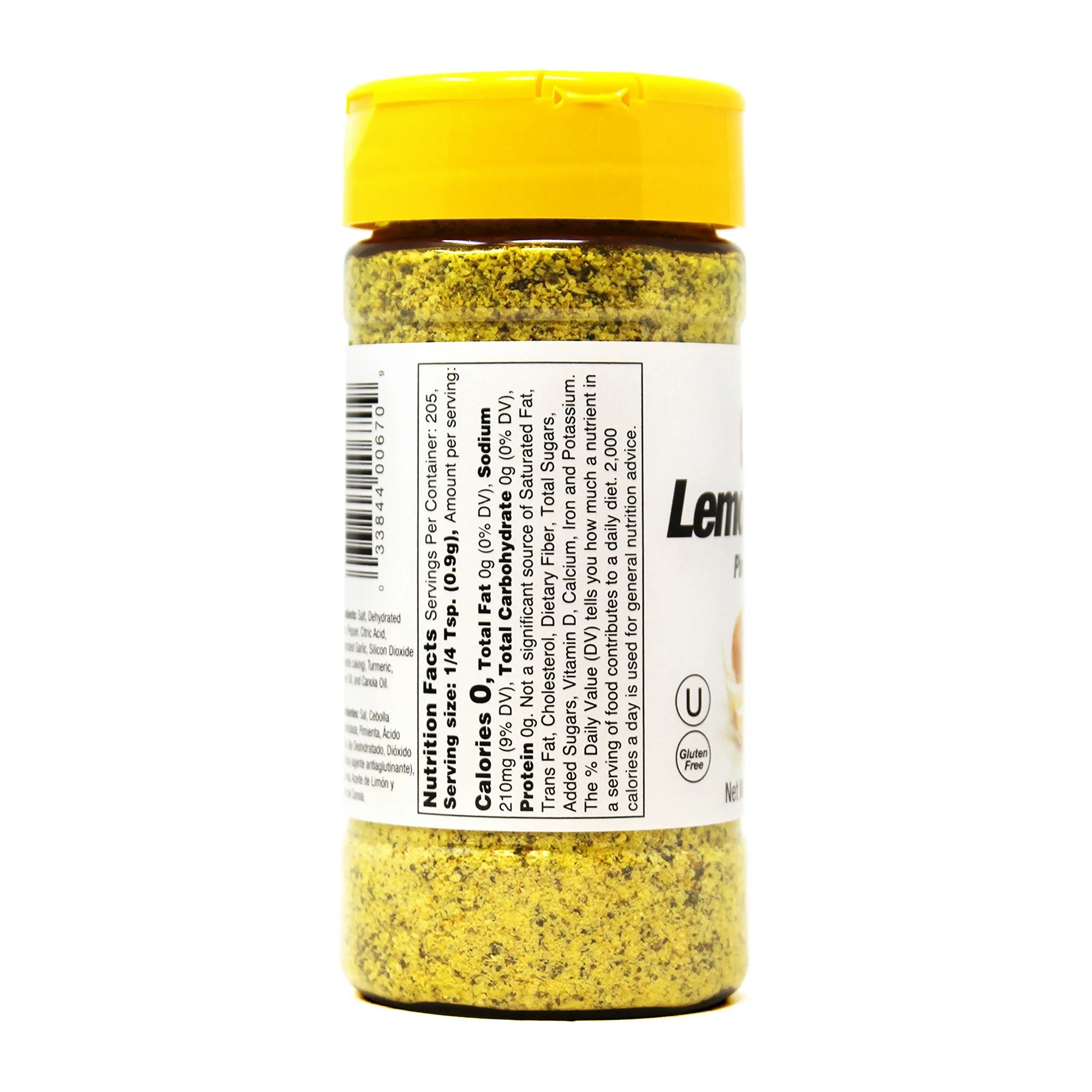 Muối Tiêu Chanh, Tỏi, Hành Tây & Nghệ Lemon Pepper Badia, Chai 184.3g (6.5 Oz.)