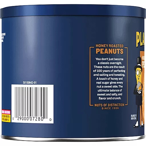 Đậu Phộng Rang Giòn Phủ Mật Ong Không Cholesterol PLANTERS Honey Roasted Peanuts, Hộp 340g (12 Oz.)