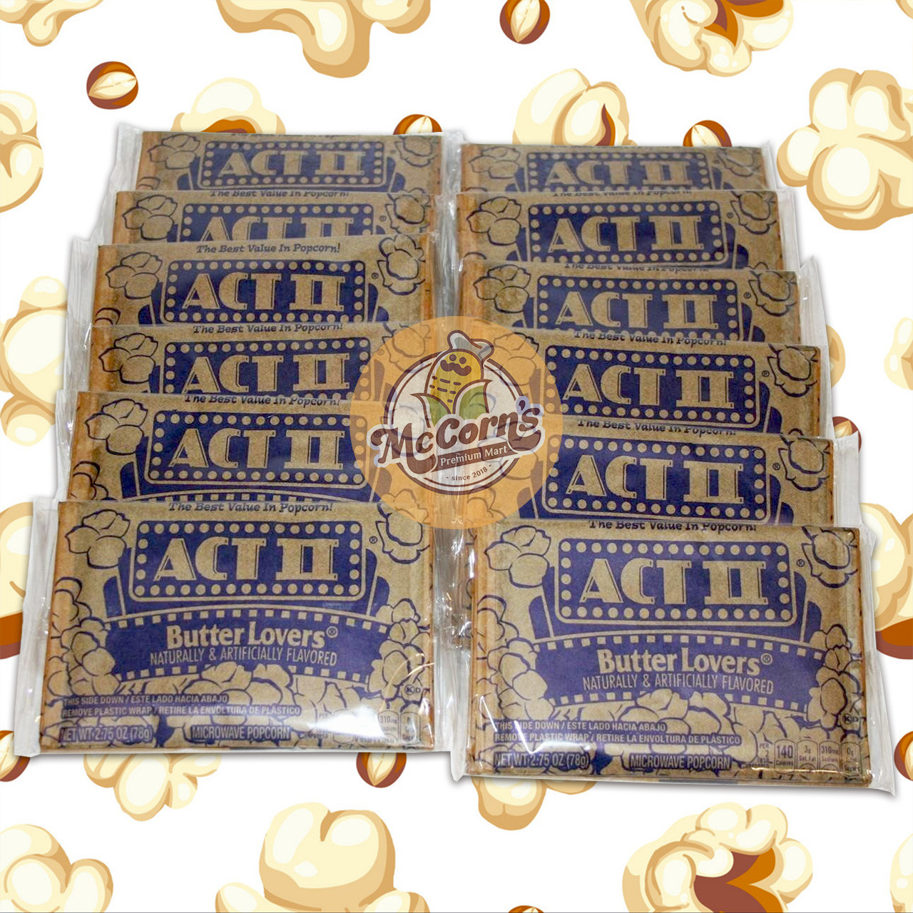 Bắp Rang Bơ Bỏng Ngô Nổ ACT II Butter Popcorn, Hộp 468g (6 Túi x 78g)