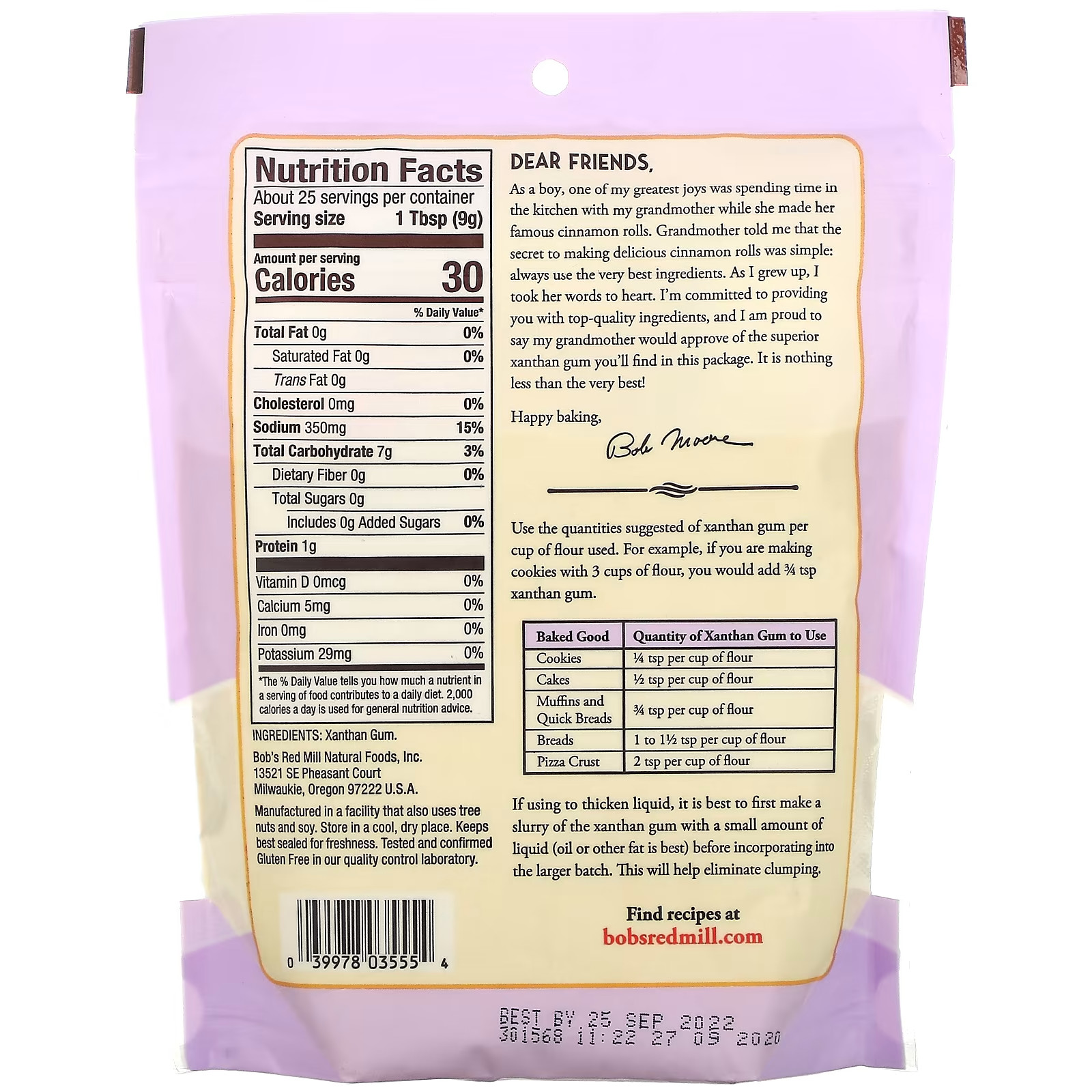 Phụ Gia Thực Phẩm Tạo Gel Làm Dày Đặc Bob's Red Mill Xanthan Gum Powder, Gói 227g (8 Oz.)