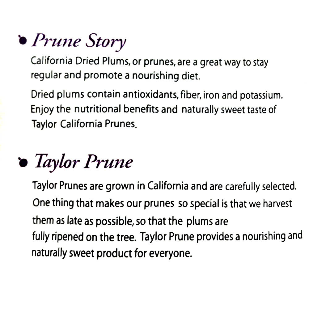 Mận Khô Tự Nhiên Không Thêm Đường Taylor Prunes Naturally Sweet, Gói 50g