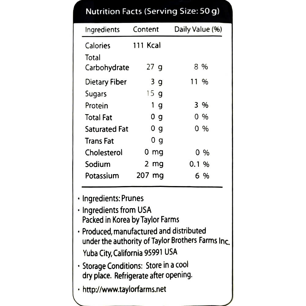 Mận Khô Tự Nhiên Không Thêm Đường Taylor Prunes Naturally Sweet, Gói 50g